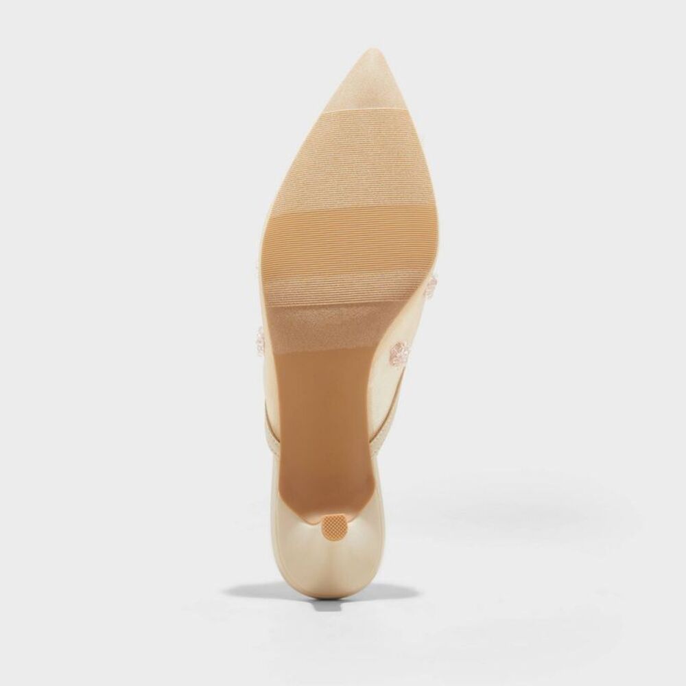 A New Day - Women's Delilah Embellished Floral Mule Heels - A Beige - Picture 4 of 4